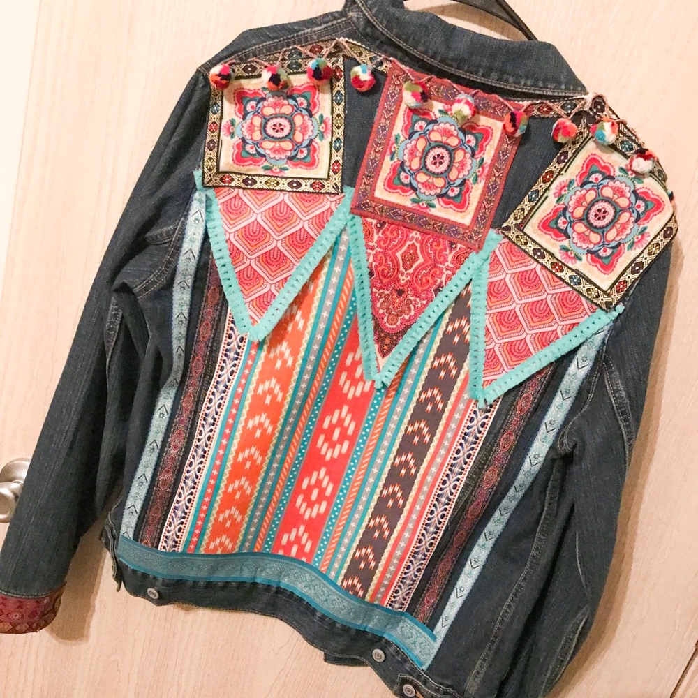 Handmade bohemian jean jacket